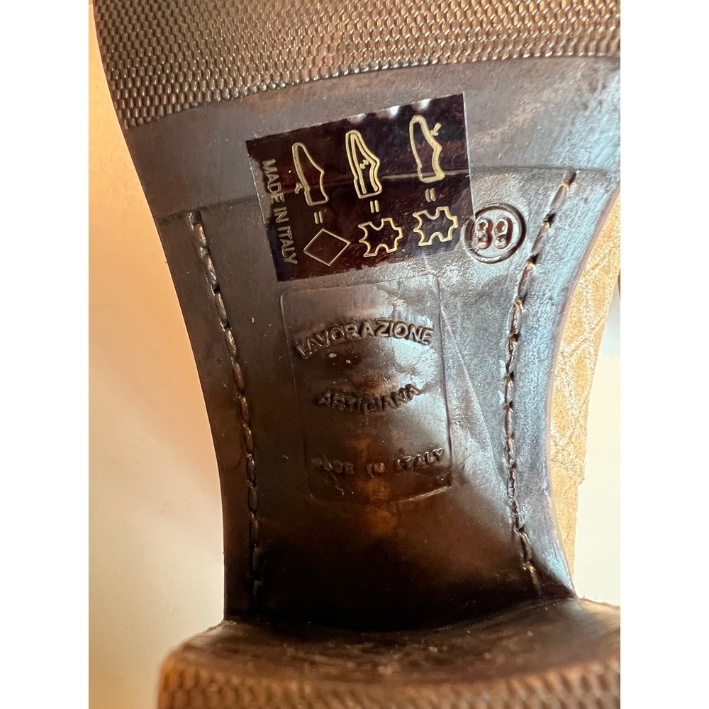 Emanuele Orasto Italy Leather Ankle Boots Block Heel Pointed Toe Size 39/8.5 - Picture 7 of 11